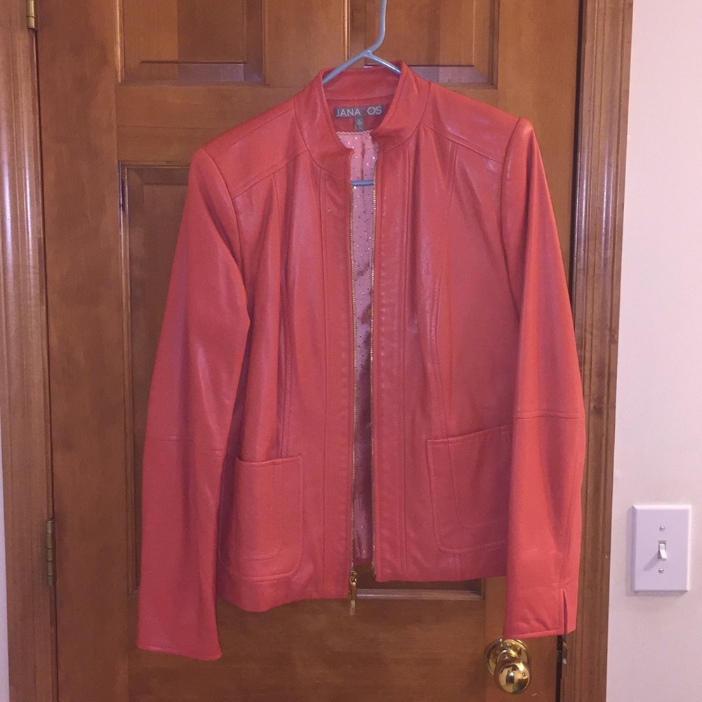 Pink 100% leather jacket